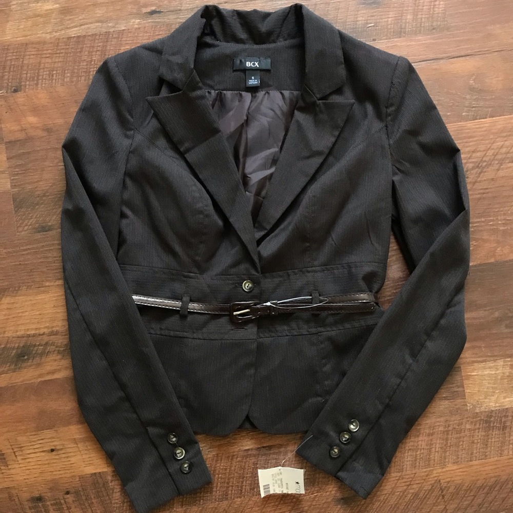 BCX brown blazer with belt